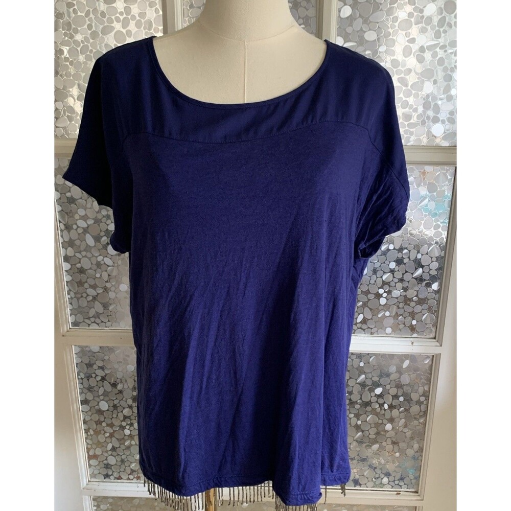Chicos Top Beaded Fringe Bottom Sz 2 M/L Spring Summer